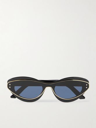 Dior Occhiali Da Sole In Metallo Dorato E Acetato Con Montatura Cat-eye Diormeteor B1i - Nero
