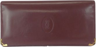 Cartier Wine Red Leather Long Wallet (Bi-Fold) (Pre-Owned)