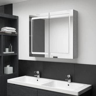 Berkfield Home LED Bathroom Mirror Cabinet Concrete Grey 80x12x68 cm | Size: 80 x 12 x 68 cm