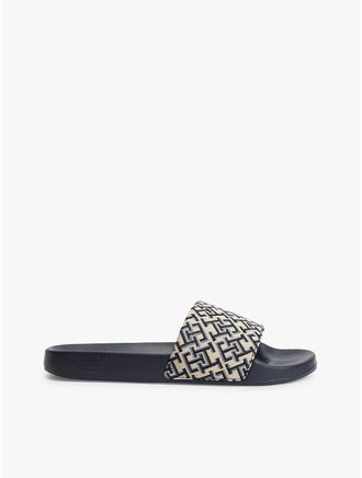 Tommy Hilfiger Womens Jacquard Monogram Pool Slide - Space Blue - US 6.5 / EU 37