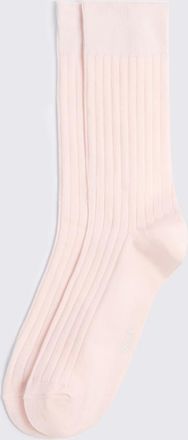 Moss Soft Pink Mercerised Ribbed Sock