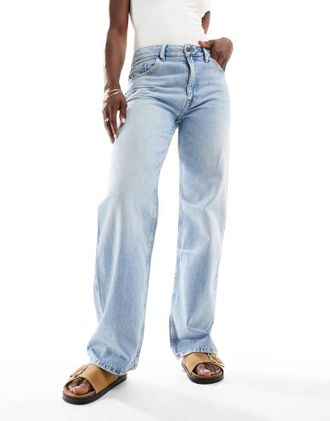 Mango Miami mid rise jeans in bleach wash-Blue