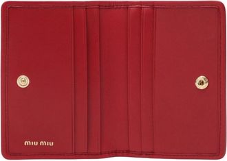 Miu Miu Matelass&eacute; Nappa Leder Kaarthouder - Dames - Portefeuilles - Rood - ONE Size - Leer - Accessoires