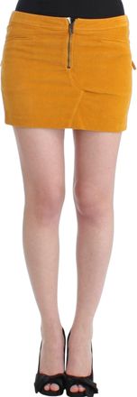 Costume National Yellow corduroy mini Womens skirt