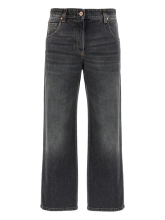 Brunello Cucinelli stonewashed five-pocket jeans - Black