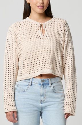 Florence By Mills Keyhole Open Knit Crop Sweater in Quartz at Nordstrom, Size Xx-Small