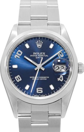 Rolex Pre-owned Rolex Oyster Perpetual Automatic Chronometer Blue Dial Mens Watch 15200 BLAO