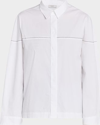 PESERICO Punto Luce Boxy Stretch Cotton Shirt