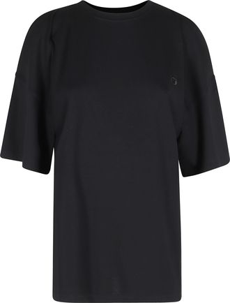 Coperni Black Open Shoulder Ribbed-Trim Cotton-Blend T-Shirt