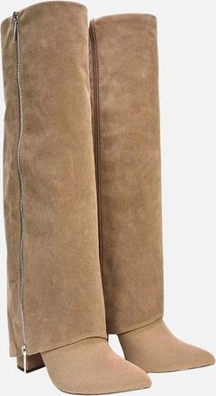 XY London Womens XY London Womens/Ladies Allie Fold Over Pointed Side Zip Knee-High Boots - Brown - Size: 3