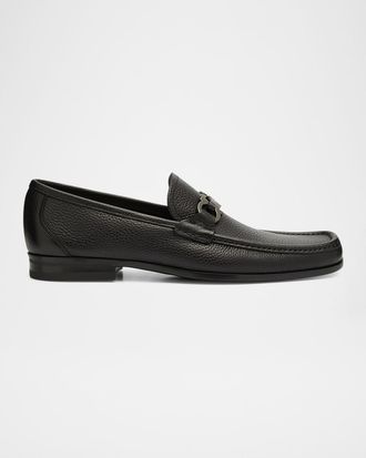Ferragamo Men & apos;s Grandioso Grained Calfskin Gancini Loafer