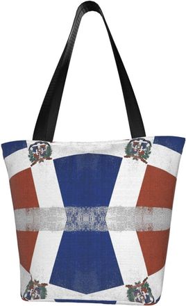 AOOEDM Tote Bag Rettro Dominican Republic Flag Shopping Bags Small Reusable Market Bag Beach Tote Bags Travel Totes