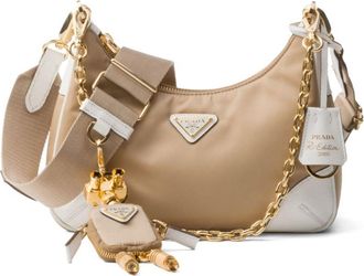 Prada Re-Edition 2005 shoulder bag - women - Saffiano Leather/Recycled Polyamide - OS - Neutrals