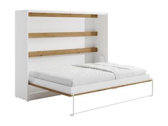 VENTE-UNIQUE.COM Cama abatible madera color natural claro, blanco