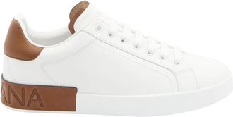 Dolce & Gabbana Leren Low-Top Sneakers met Logo Accent - Heren - Sneakers - Wit - 40 EU - Leer - Schoenen