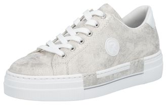 Rieker Sneaker RIEKER, Damen, Gr. 35, grau (metallic, grau), Lederimitat, used, Schuhe Sneaker, Freizeitschuh, Halbschuh, Schn&uuml;rschuh mit Plateausohle