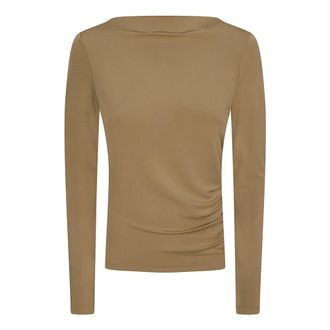Max Mara Gebreide trui met boothals - Dames - Ronde hals truien - Bruin - S - Truien & Vesten