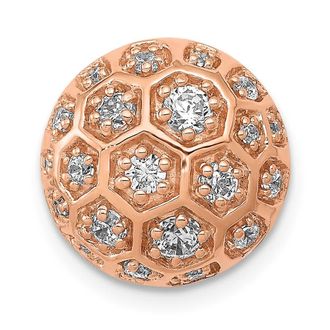 Diamond2Deal 14k Rose Gold Lab Grown Diamond Honeycomb Chain Slide Pendant (0.5ct, VS, G-H)