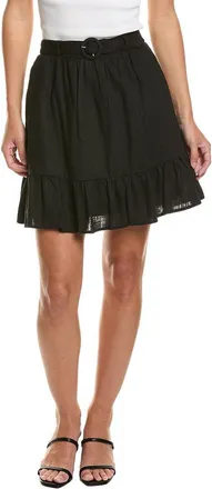 CeCe by Cynthia Steffe Cece Belted Tiered Ruffle Linen-Blend Mini Skirt