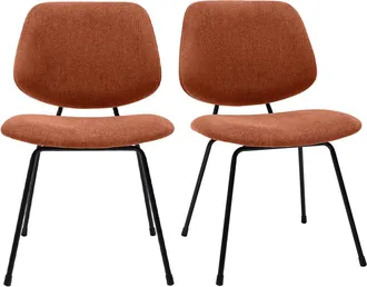 Miliboo Miliboo - Set De 2 Sillas De Dise&ntilde;o De Tejido Efecto Aterciopelado Terracota Y Metal Negro Barnet