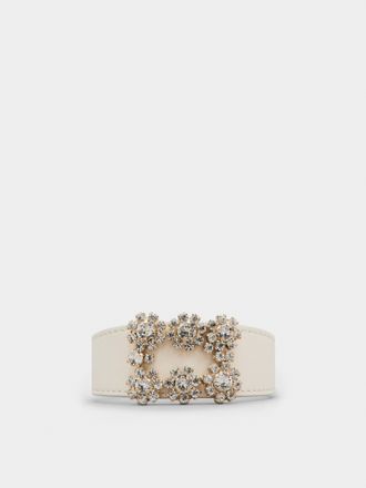Roger Vivier Efflorescence Bracelet in leather, WHITE, - Accessories