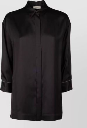 PESERICO satin longline shirt buttoned cuffs design
