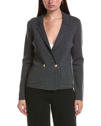 Bruno Magli Contrast Trim V-Neck Wool Cardigan