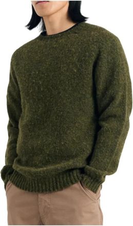 Norse Projects Birnir Geborsteld Lamswol - Heren - Ronde hals truien - Groen - S - Wol - Truien & Vesten
