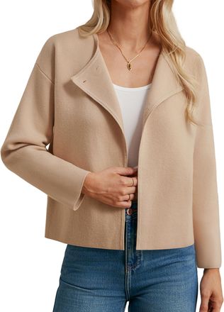 Grace Karin Ladies Casual Loose Fit Knitted Cardigan Elegant Lapel Collar Long Sleeve Autumn Winter Cover Up CL26-07/Khaki XL