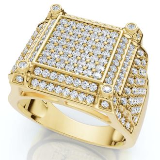 Pompeii3 1 1/2 Ct Diamond Mens Multi-Cluster Wide Ring in White or Yellow Gold