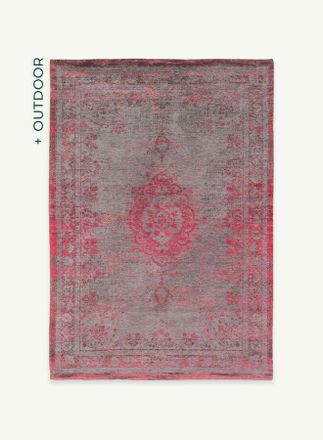Louis De Poortere Dise&ntilde;o Medall&oacute;n - Alfombra Medall&oacute;n Mundo Desvanecido - Hecha En B&eacute;lgica - Acabado A Mano - Natural Antideslizante - 100% Algod&oacute;n - Rosa Flash - 200 X