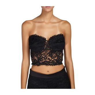 Doris S Elegante Kant Crop Top - Dames - Tops zonder mouwen - Zwart - S - Tops