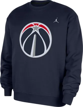 Nike Jordan Mens Washington Wizards Statement Essentials Jordan NBA Fleece Crew-Neck Sweatshirt in Blue | HM7607-419