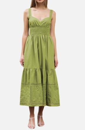 Moon River Sleeveless Tiered Midi Sundress in Green at Nordstrom Rack, Size Small