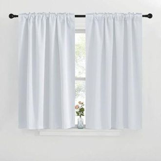 OEM Cortinas Cortas / Medias Cortinas Para Ventanas De Dormitorio, Cocina, Autocaravana Y Ba&ntilde;o - Blancas, 76 X 60 Cm (juego De 2)