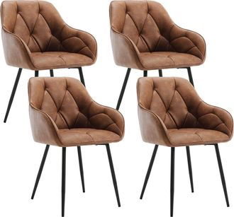 Woltu Woltu - Suite 4 Una Silla Acolchada Moderna Para Patas De Metal En La Cocina O Sala De Estar. Pu Retro Marrone