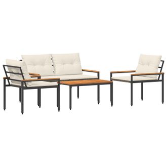 vidaXL Juego De Muebles De Exterior 4 Pcs Blanco Crema Rat&aacute;n Sint&eacute;tico Vidaxl
