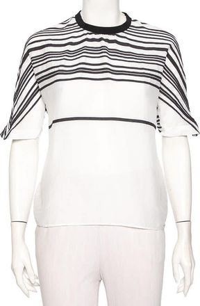 Emporio Armani White Cotton & Silk Striped Detail T-Shirt