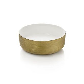 Aquadesign Lavabo sobre encimera blanco/dorado en cer&aacute;mica