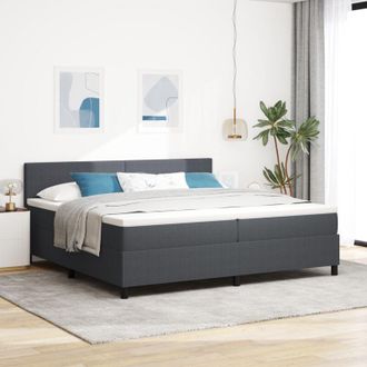 vidaXL Box Spring Bed Manual Dark Grey and White 203 x 200 x 88 cm vidaXL