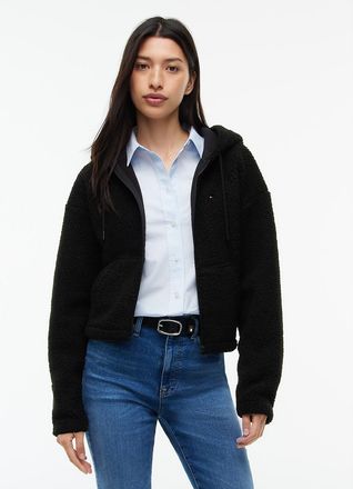 Tommy Hilfiger Womens Tommy Jeans Teddy Fleece Zip Hoodie - Black - XL