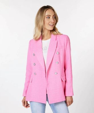 Esqualo Pandora Boucle Blazer In Pink