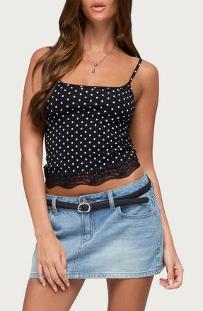 Edikted Lyle Polka Dot Camisole in Black-And-White at Nordstrom, Size X-Small
