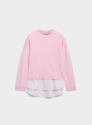 Contemporaine Womens Striped poplin insert loose sweater