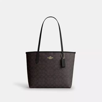 Coach Medium City Tote Bag In Signature Canvas