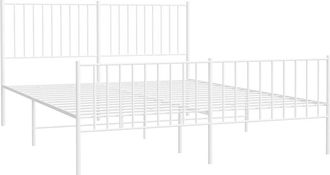 vidaXL Vidaxl - Estructura Cama Sin Colch&oacute;n Con Estribo Metal Blanco 150x200 Cm