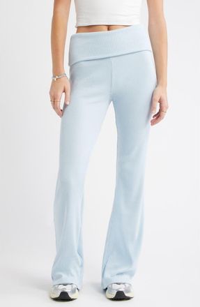 BP. Cozy Flare Rib Pants in Blue Skyride at Nordstrom, Size Xx-Small
