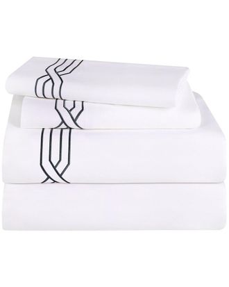 Superior Discontinued Superior 1200Tc Egyptian Cotton Embroidered Geometric Scroll Bed Sheet Set