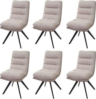 Hhg Hhg - Nunca Usado] Lote De 6 Silla De Comedor 847, Silla De Cocina Silla, Giratoria Auto Posici&oacute;n Tela Mvg, Crema