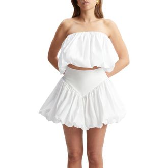 Bardot Lissett Cotton Poplin Strapless Balloon Top in Orchid White at Nordstrom Rack, Size 4